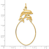 10k Yellow Gold Dolphin Pendant with Jumping Dolphins Loop Design, Ocean-Themed Charm