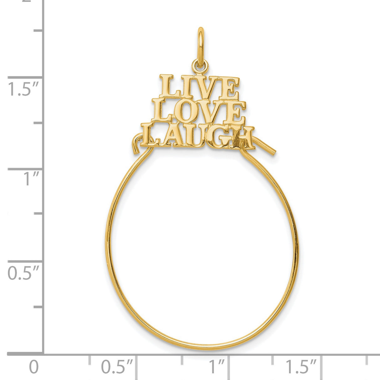 10k Yellow Gold Oval Pendant, Live Love Laugh Inspirational Charm for Women