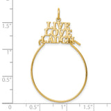 10k Yellow Gold Oval Pendant, Live Love Laugh Inspirational Charm for Women