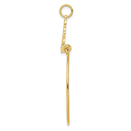 10k Yellow Gold Pineapple Charm Pendant with Open Heart Design
