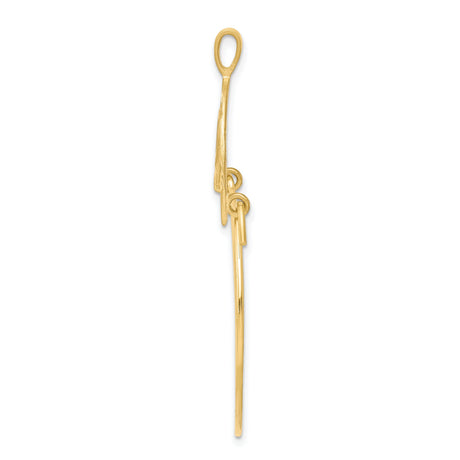 10k Yellow Gold Pendant with Abstract Heart and Mother Silhouette, Textured Finish