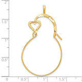 10k Yellow Gold Pendant with Abstract Heart and Mother Silhouette, Textured Finish