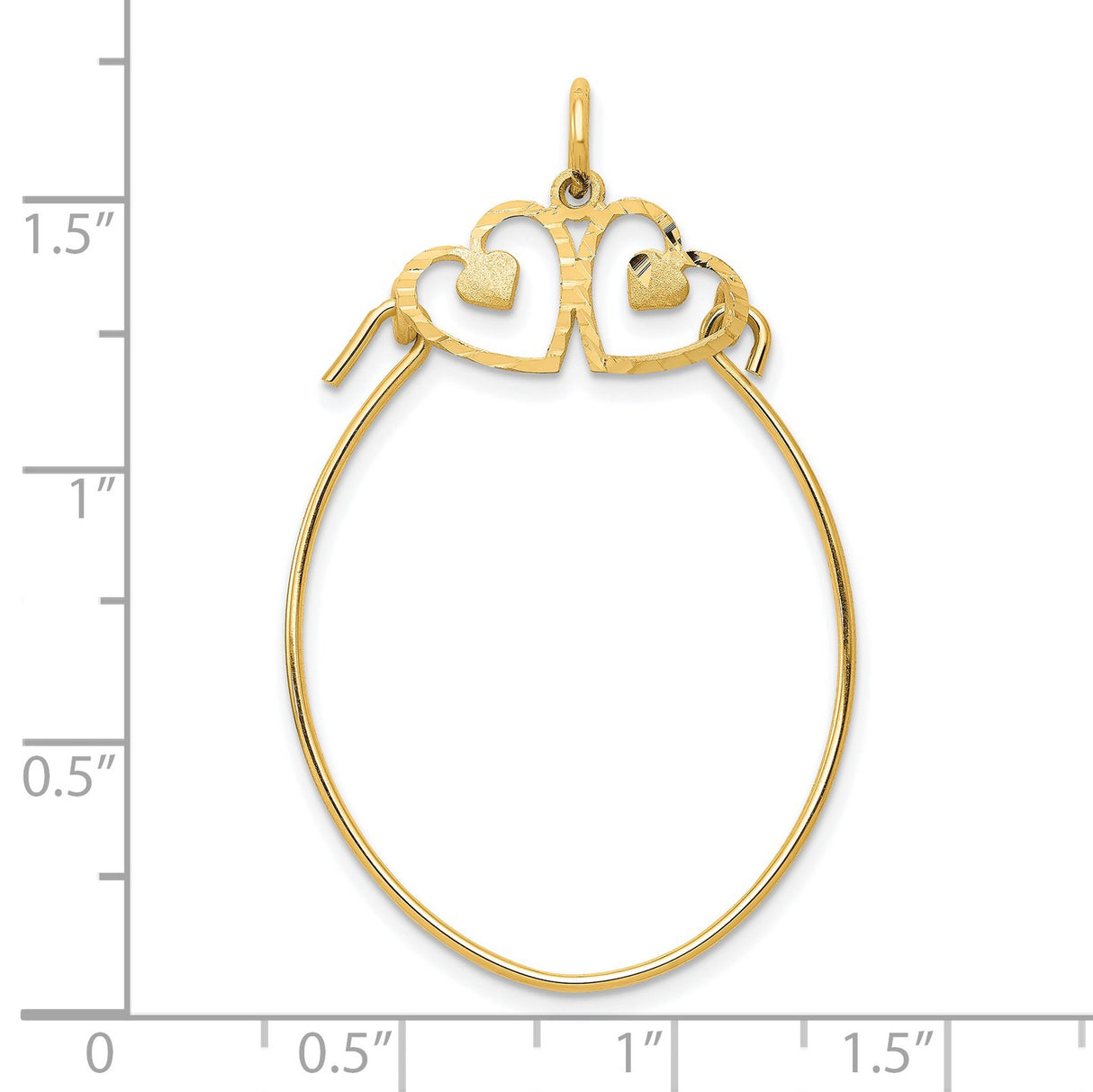 10k Yellow Gold Pendant with Interlocking Open Hearts and Textured Heart Accents