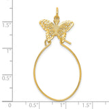 10k Yellow Gold Hoop Earrings with Filigree Butterfly Design, Lightweight Nature-Inspired Jewelry