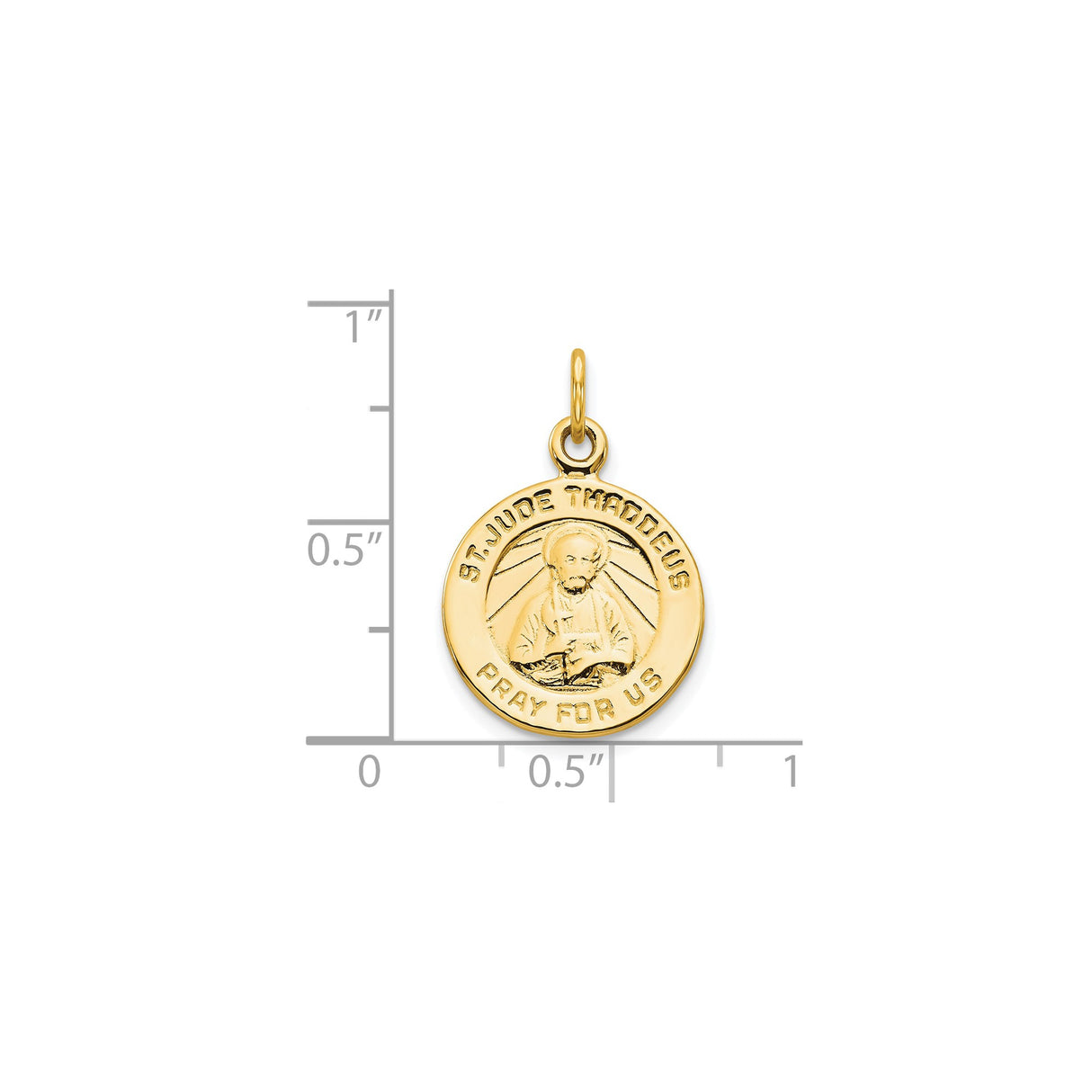 10k Yellow Gold St. Jude Thaddeus Pendant with Pray for Us Inscription, Catholic Medal