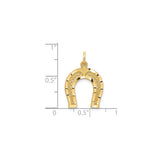 10k Yellow Gold Horseshoe Pendant, Floral Detailed Lucky Charm, Spiritual Equestrian Jewelry
