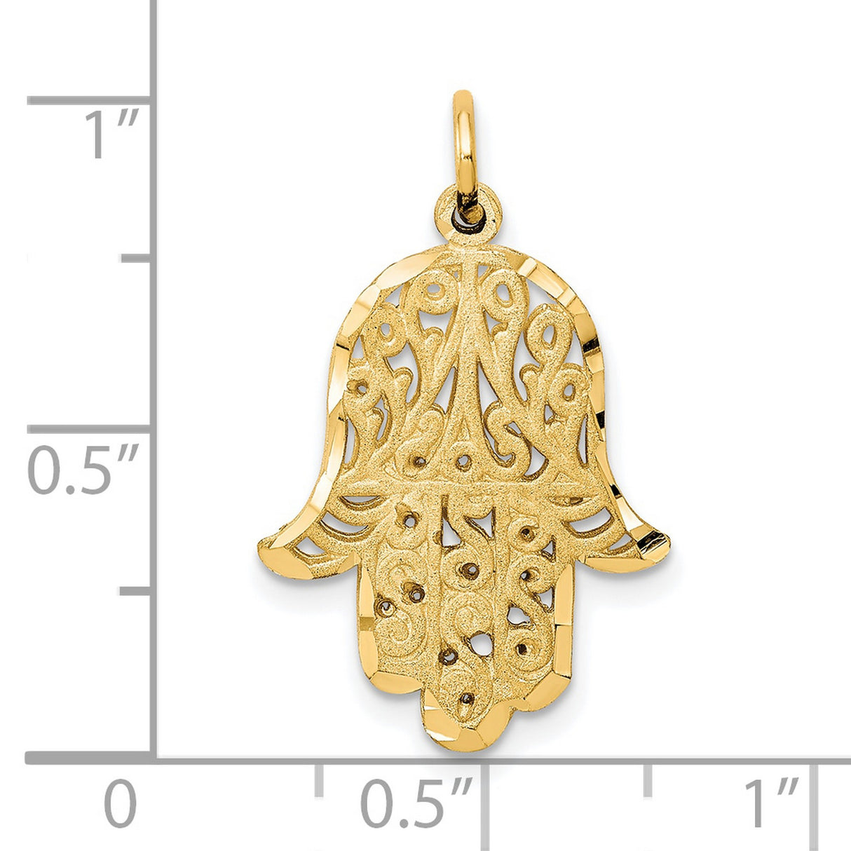 10k Yellow Gold Hamsa Hand Pendant with Filigree Detailing, Spiritual Protection Jewelry