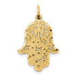 10k Yellow Gold Hamsa Hand Pendant with Filigree Detailing, Spiritual Protection Jewelry