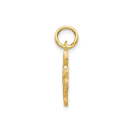 10k Yellow Gold Clover Pendant with Heart Petals, Textured and Polished Finish