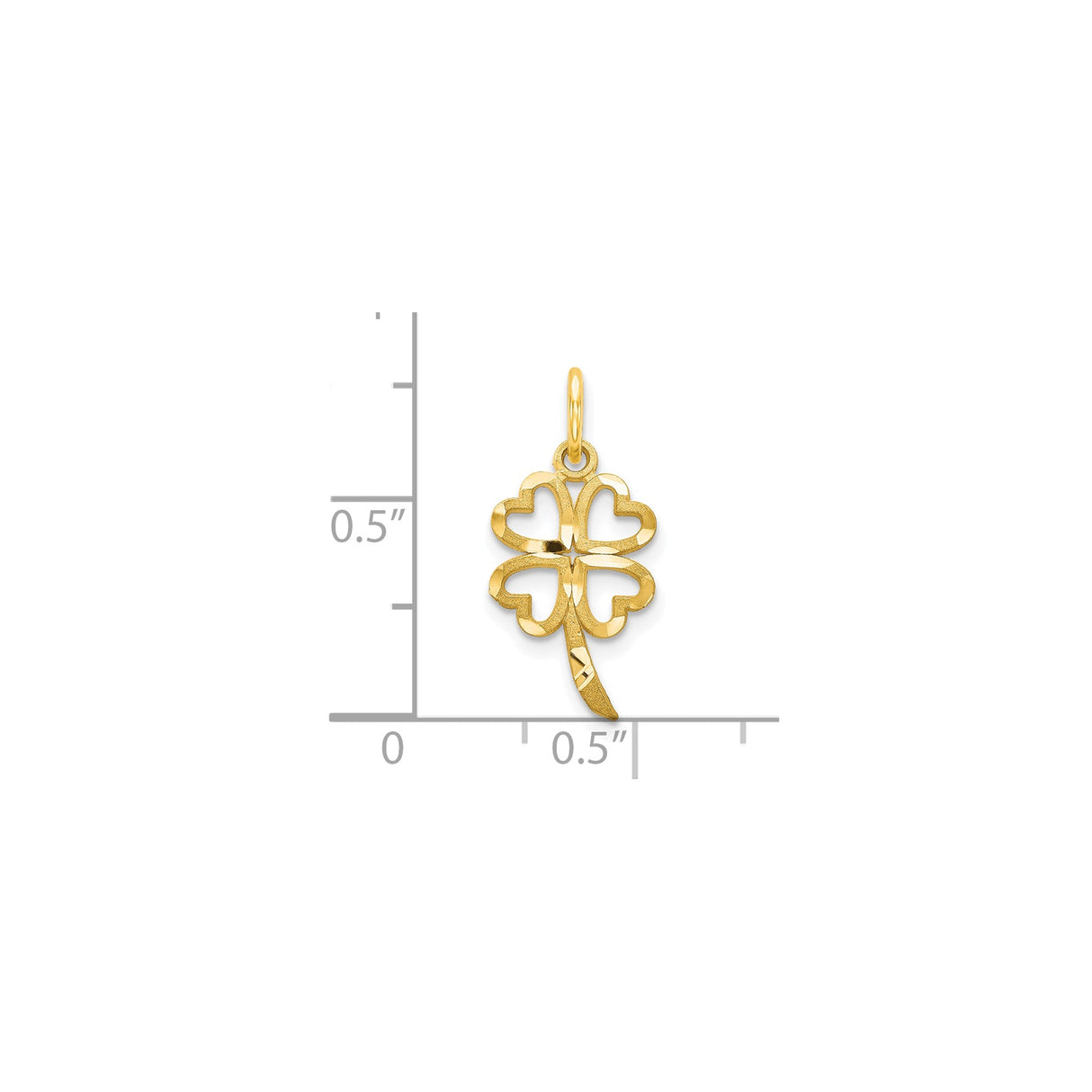 10k Yellow Gold Four-Leaf Clover Pendant with Heart Shaped Leaves, Unisex Lucky Charm
