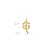 10k Yellow Gold Four-Leaf Clover Pendant with Heart Shaped Leaves, Unisex Lucky Charm