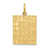 Solid Bingo Card Charm Pendant in Real 10k Yellow Gold