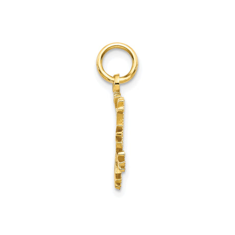 10k Yellow Gold Snowflake Pendant, Geometric Winter Charm for Women