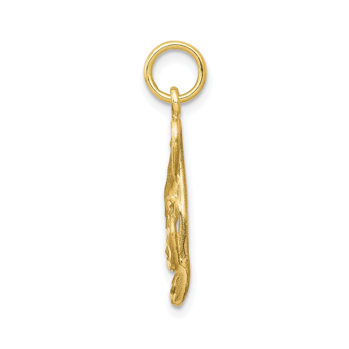 10k Yellow Gold Treble Clef Pendant, Textured Music Note Charm for Musicians