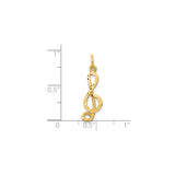 10k Yellow Gold Treble Clef Pendant, Textured Music Note Charm for Musicians
