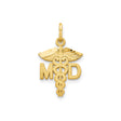 10k Yellow Gold MD Pendant with Caduceus Symbol, Unisex Medical Charm for Healthcare Professionals