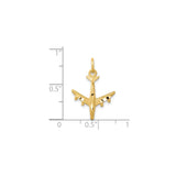 10k Yellow Gold Airplane Pendant, Detailed Jet Design Aviation Charm, Travel and Adventure Theme