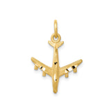 10k Yellow Gold Airplane Pendant, Detailed Jet Design Aviation Charm, Travel and Adventure Theme
