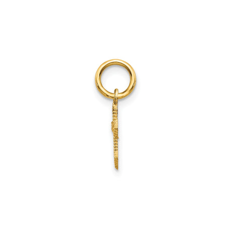 10k Yellow Gold Cross Pendant Charm with Beaded Texture and Cutout Detail