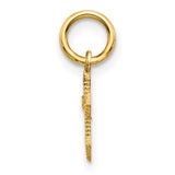 10k Yellow Gold Cross Pendant Charm with Beaded Texture and Cutout Detail
