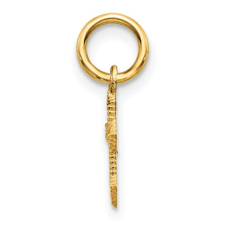 10k Yellow Gold Cross Pendant Charm with Beaded Texture and Cutout Detail