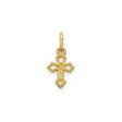 10k Yellow Gold Cross Pendant Charm with Beaded Texture and Cutout Detail