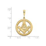 10k Yellow Gold Masonic Pendant with Square and Compasses and Letter G Symbol for Men