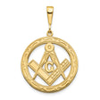 10k Yellow Gold Masonic Pendant with Square and Compasses and Letter G Symbol for Men