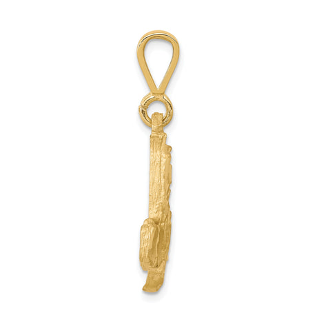 10k Yellow Gold Michigan State Pendant with Diamond Cut Detailing, Unisex State Outline Charm