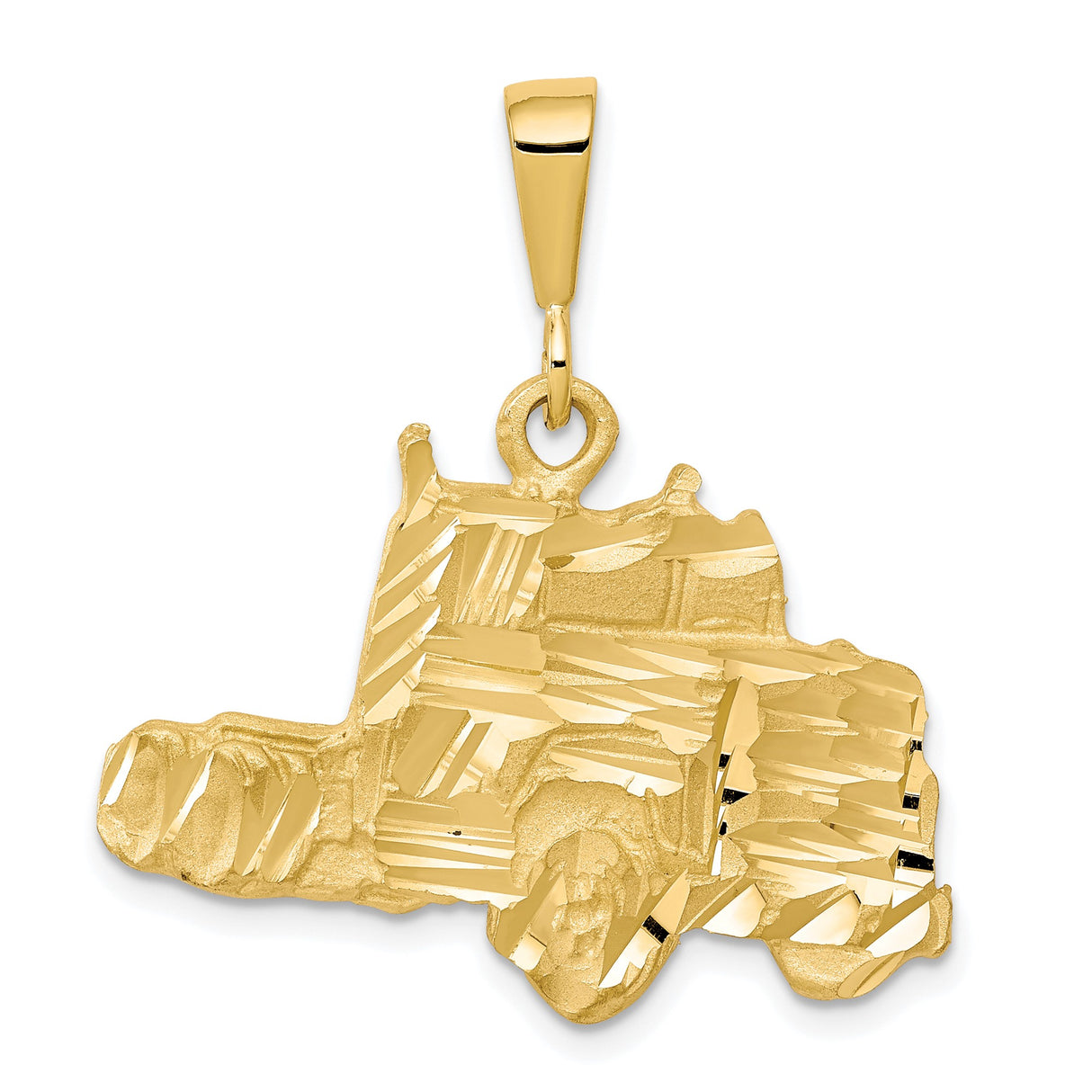 10k Yellow Gold Michigan State Pendant with Diamond Cut Detailing, Unisex State Outline Charm
