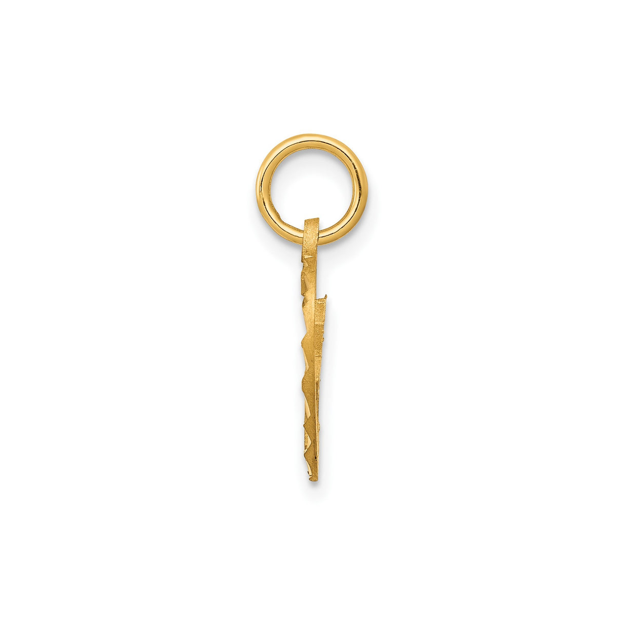 10k Yellow Gold Cross Pendant with Open Heart Design and Matte Textured Finish