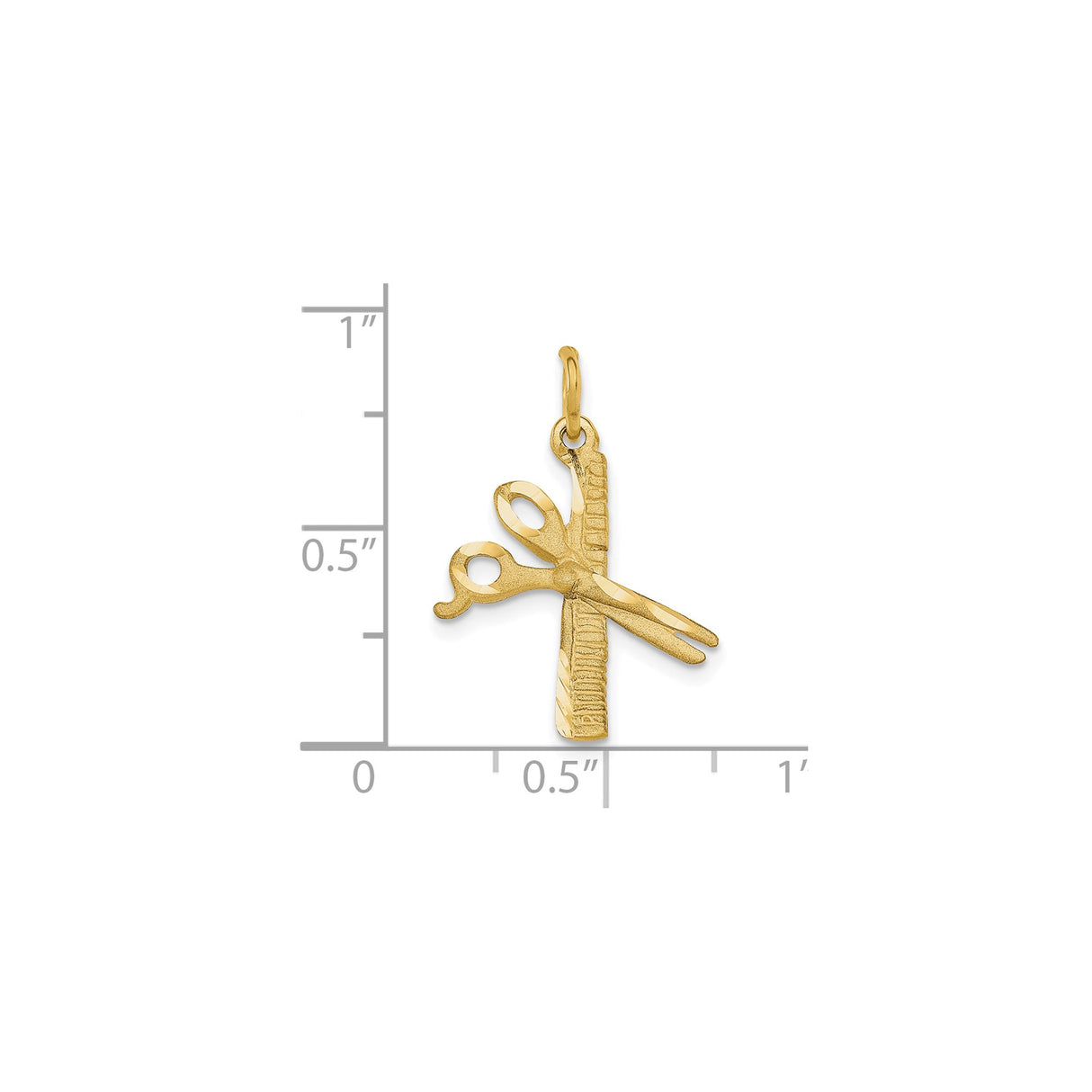 10k Yellow Gold Pendant with Scissors and Comb, Hairstylist or Barber Theme