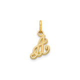 10k Yellow Gold Script Initial A Pendant Charm, Textured Cursive Letter Jewelry for Women