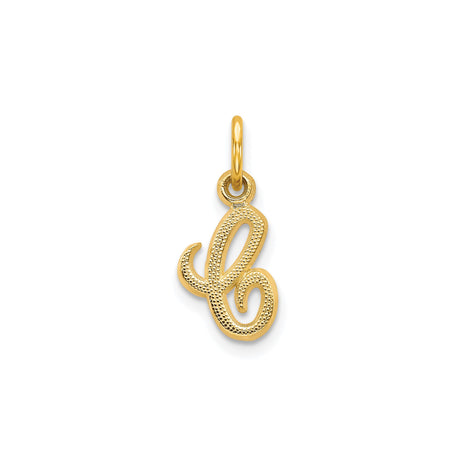 10k Yellow Gold Initial L Pendant Charm, Script Letter Design for Necklace or Bracelet