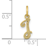 10k Yellow Gold Initial J Pendant, Script Letter Charm, Monogram Alphabet Jewelry for Women
