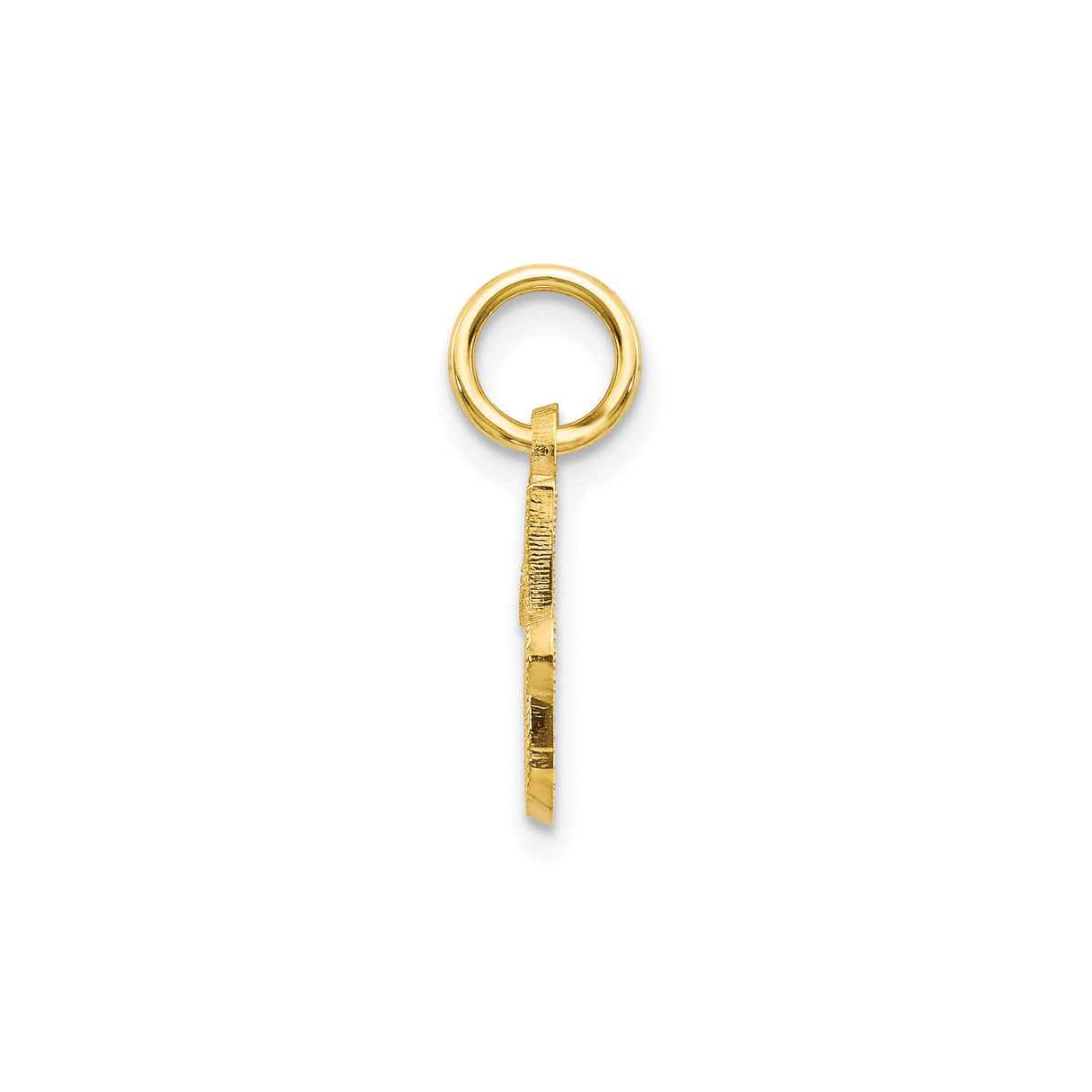 10k Yellow Gold Initial J Pendant with Script Letter and Textured Polished Design