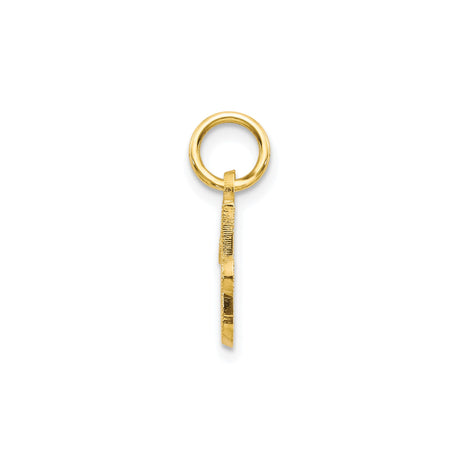 10k Yellow Gold Initial J Pendant with Script Letter and Textured Polished Design