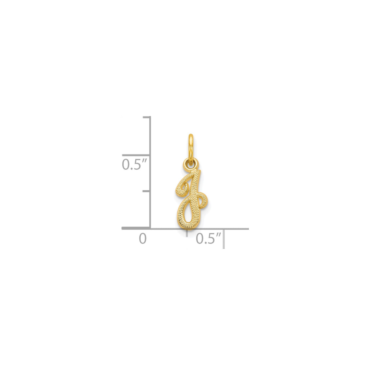 10k Yellow Gold Initial J Pendant with Script Letter and Textured Polished Design