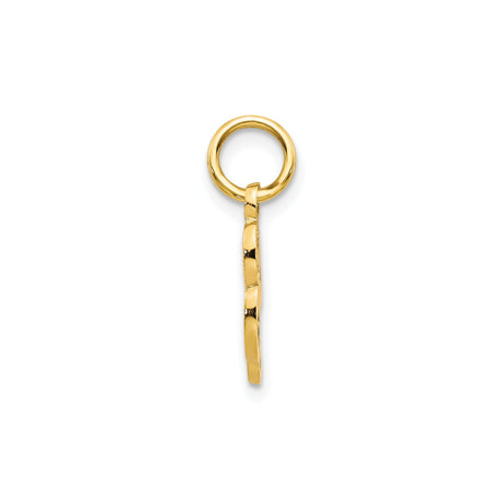 10k Yellow Gold Script Letter L Charm Pendant, Textured Initial Jewelry for Women