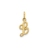 10k Yellow Gold Script Letter L Charm Pendant, Textured Initial Jewelry for Women