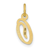 10k Yellow Gold Pendant, Initial O Letter Charm with Textured Script Design for Women