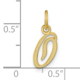 10k Yellow Gold Pendant, Initial O Letter Charm with Textured Script Design for Women