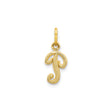 10k Yellow Gold Letter J Pendant Charm, Script Monogram with Textured Finish for Women