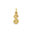 10k Yellow Gold Initial S Pendant, Script Letter Charm with Textured Design for Women