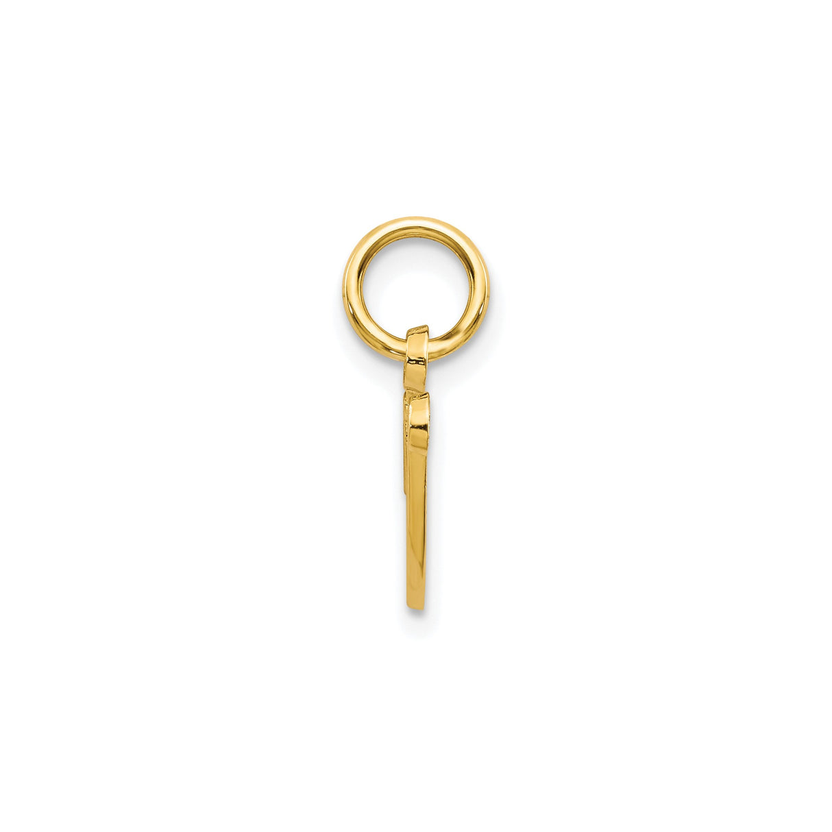 10k Yellow Gold Initial V Pendant Charm, Textured Script Letter Design for Women or Unisex