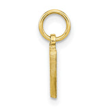 10k Yellow Gold W Initial Pendant, Script Letter Charm with Textured Design for Women