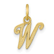 10k Yellow Gold W Initial Pendant, Script Letter Charm with Textured Design for Women