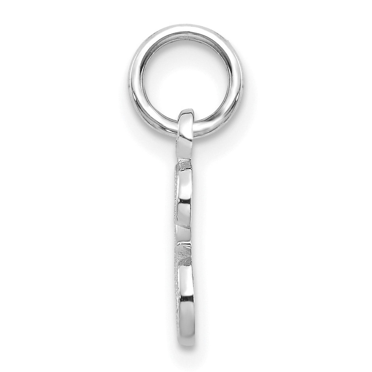 10k White Gold Lowercase Letter E Pendant, Textured Initial Charm for Necklace or Bracelet