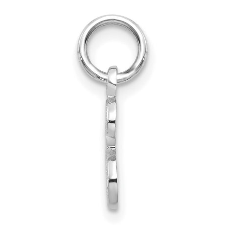 10k White Gold Lowercase Letter E Pendant, Textured Initial Charm for Necklace or Bracelet