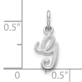 10k White Gold Initial G Pendant, Textured and Polished Letter Charm for Women